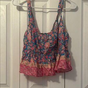 Floral Pink and Blue Women's Top